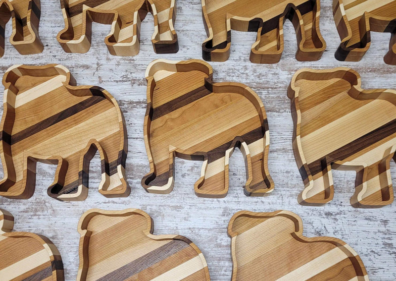 Handcrafted English Bulldog wood tray made from natural hardwoods – a food-safe, one-of-a-kind gift for dog lovers and Bulldog owners