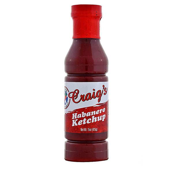 Craig’s Habanero Ketchup made with vine-ripened tomatoes and habanero peppers for balanced BBQ flavor
