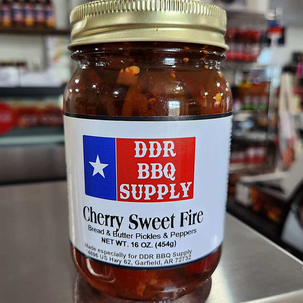 DDR BBQ Supply Cherry Sweet Fire Pickles & Peppers Pint - 16 oz DDR BBQ Supply