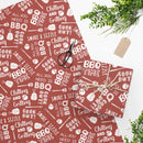 “All You Need Is BBQ” red wrapping paper with meats, veggies, and BBQ sayings – 24x36 or 24x60 at DDR BBQ Supply