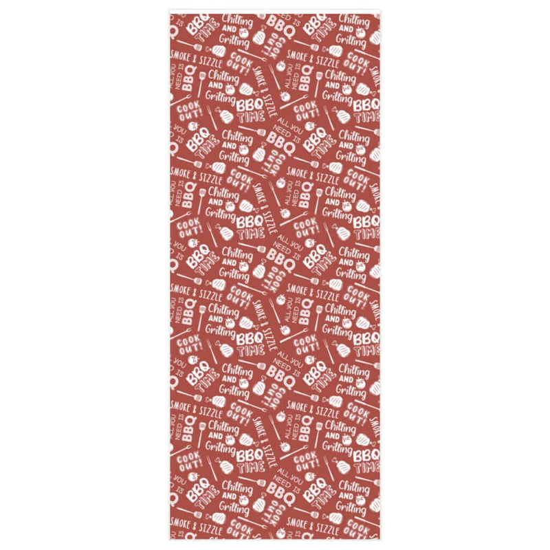 “All You Need Is BBQ” red wrapping paper with meats, veggies, and BBQ sayings – 24x36 or 24x60 at DDR BBQ Supply