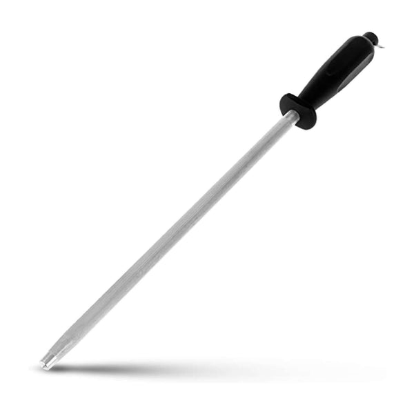 DDR BBQ Supply 12-inch knife sharpening steel with ergonomic handle for honing kitchen and BBQ knives