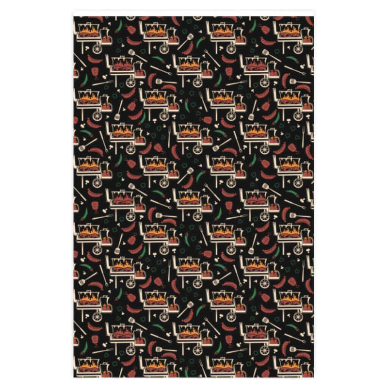 Classic BBQ Wrapping Paper in black with smokers, sausages, and peppers – DDR BBQ Supply
