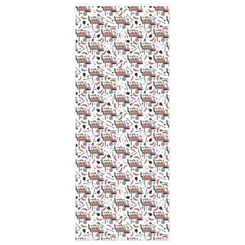 Classic BBQ Wrapping Paper in white with smokers, sausages, and peppers – DDR BBQ Supply