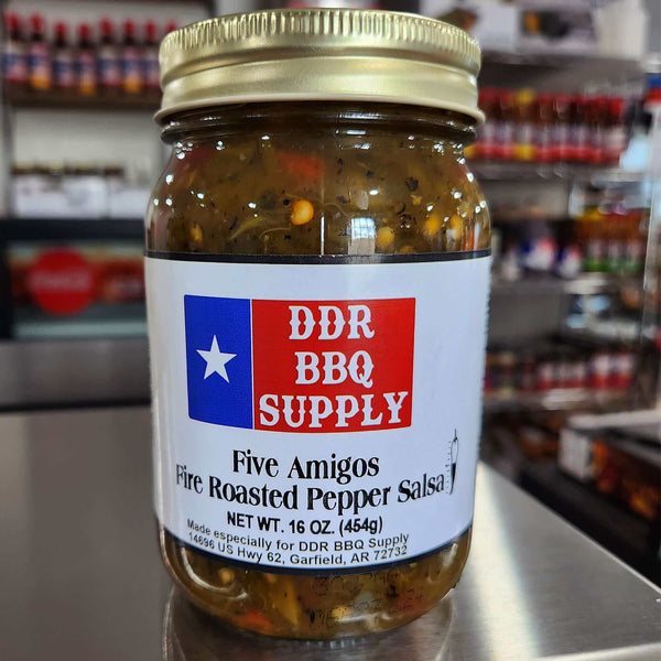 DDR BBQ Supply Five Amigos Fire Roasted Pepper Salsa (Hot) Pint - 16 oz