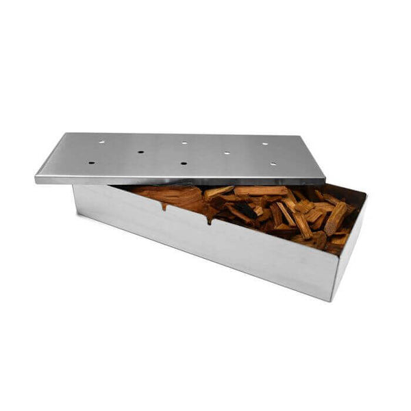 Stainless steel smoker box for charcoal, propane, and gas grills at DDR BBQ Supply