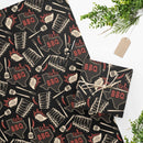 Texas BBQ Wrapping Paper in black with Texas outline, BBQ lettering, grilling tools, and ribs – DDR BBQ Supply