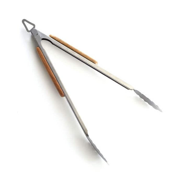 DDR BBQ Supply 18 inch BBQ tongs with stainless steel and Acacia wood handles for grilling and serving