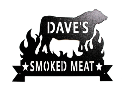 BBQ Smokehouse Steer Metal Sign DDR Fab Personalize Sign: Yes