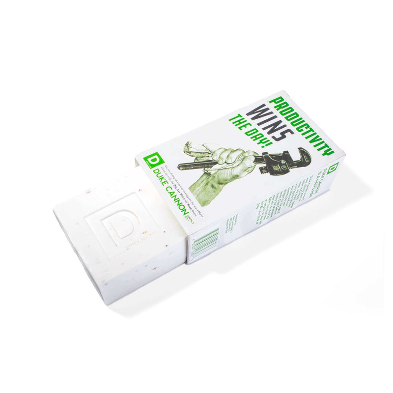 Duke Cannon Productivity Soap 10 oz. bar with mint scent and WWII packaging at DDR BBQ Supply