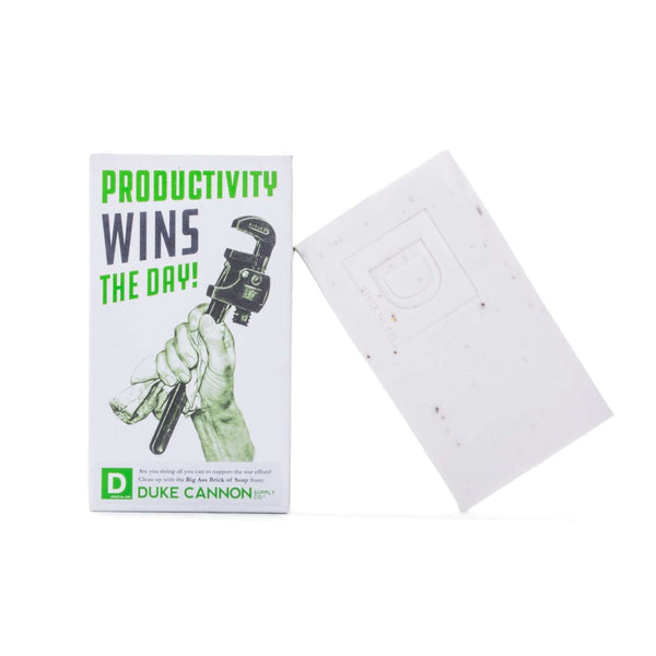 Duke Cannon Productivity Soap 10 oz. bar with mint scent and WWII packaging at DDR BBQ Supply