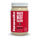 Jar of Japanese A5 Wagyu beef tallow with rich golden texture, ideal for briskets and gourmet grilling