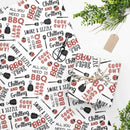 “All You Need Is BBQ” white wrapping paper with meats, veggies, and BBQ sayings – 24x36 or 24x60 at DDR BBQ Supply