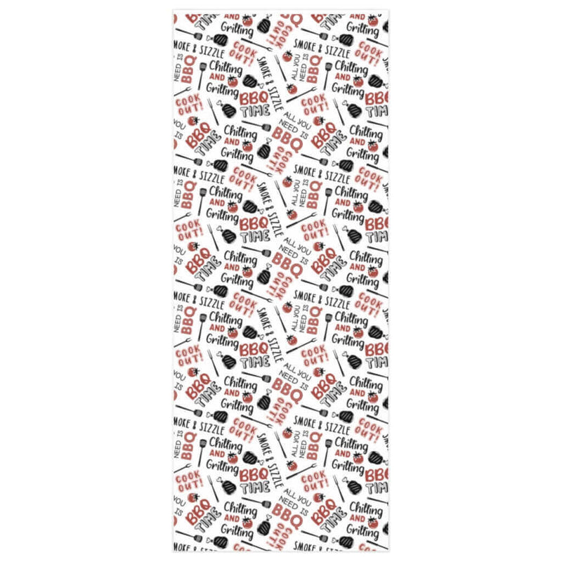 “All You Need Is BBQ” white wrapping paper with meats, veggies, and BBQ sayings – 24x36 or 24x60 at DDR BBQ Supply