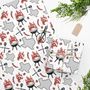 Lone Star BBQ Wrapping Paper in white with Texas, steaks, and grilling tools – available in 24x36 or 24x60 DDR BBQ Supply