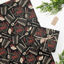 Texas BBQ Wrapping Paper in black with Texas outline, BBQ lettering, grilling tools, and ribs – DDR BBQ Supply