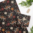 Multicolored Grillin’ Chillin’ Refillin’ BBQ Wrapping Paper (red, orange, black) with smokers and steaks – available in 24x36 or 24x60