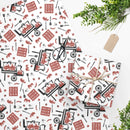 White Grillin’ Chillin’ Refillin’ BBQ Wrapping Paper with smokers and steaks – available in 24x36 or 24x60