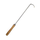 Stainless steel pigtail meat flipper with wooden handle for grilling and BBQ