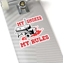 My Smoker My Rules BBQ sticker for smokers, coolers, and grilling gear – shop DDR BBQ Supply
