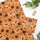 Orange Grillin’ Chillin’ Refillin’ BBQ Wrapping Paper with smokers and steaks – available in 24x36 or 24x60