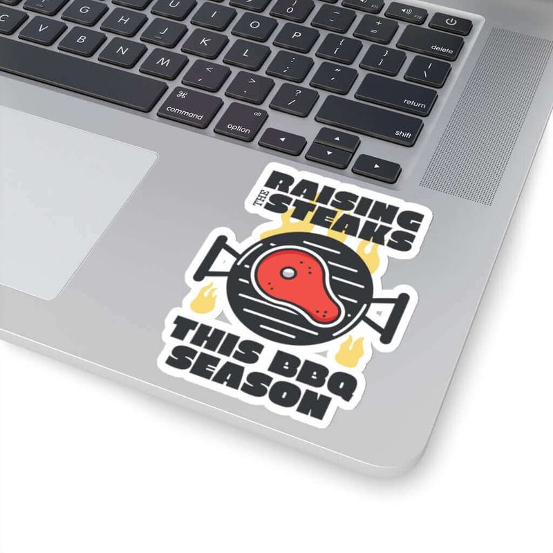 Raising the Steaks BBQ sticker for coolers, smokers, and grilling gear – shop DDR BBQ Supply
