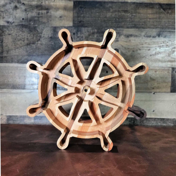 Ship's Wheel Wood Tray Two Acre Woodworks