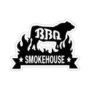 Texas BBQ sticker with Smokehouse Steer design for coolers, smokers, and BBQ gear – available at DDR BBQ Supply