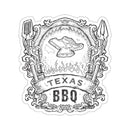 Texas BBQ sticker with Lone Star style for coolers, smokers, and grilling gear – shop DDR BBQ Supply