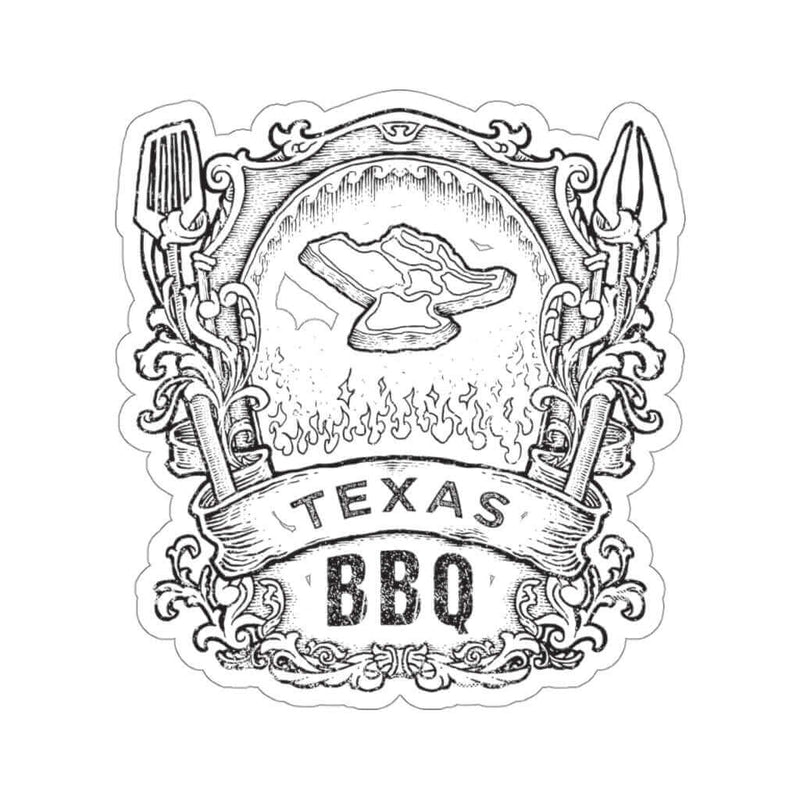 Texas BBQ sticker with Lone Star style for coolers, smokers, and grilling gear – shop DDR BBQ Supply