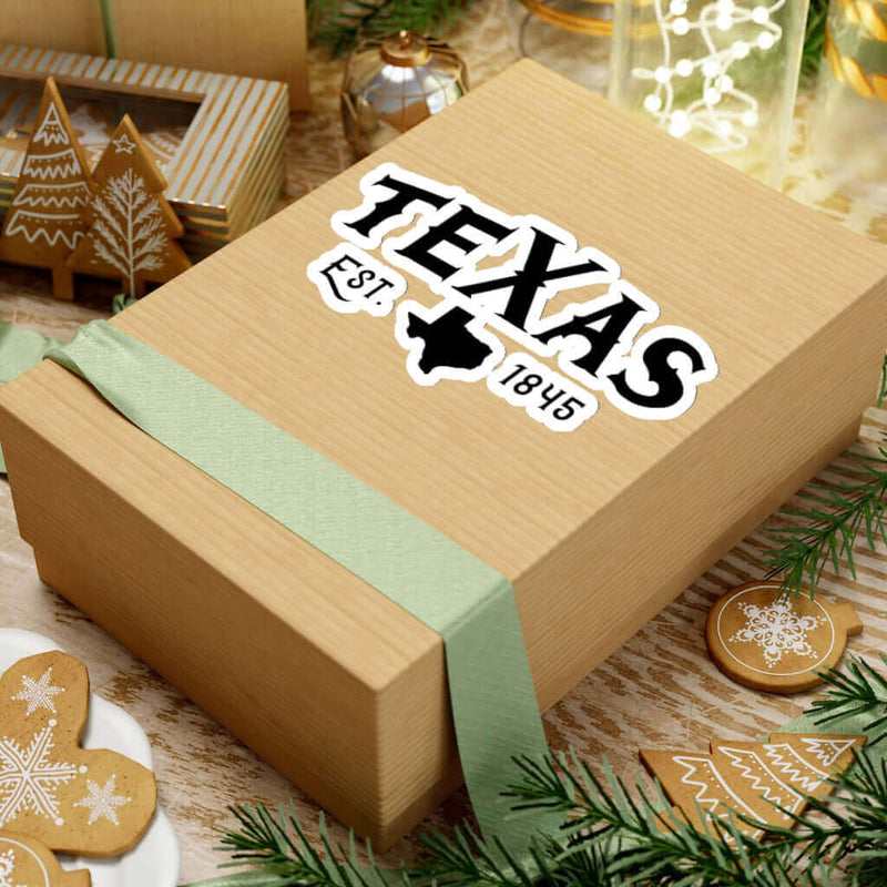 Texas Est 1845 BBQ sticker for coolers, smokers, laptops, and BBQ gear – shop DDR BBQ Supply