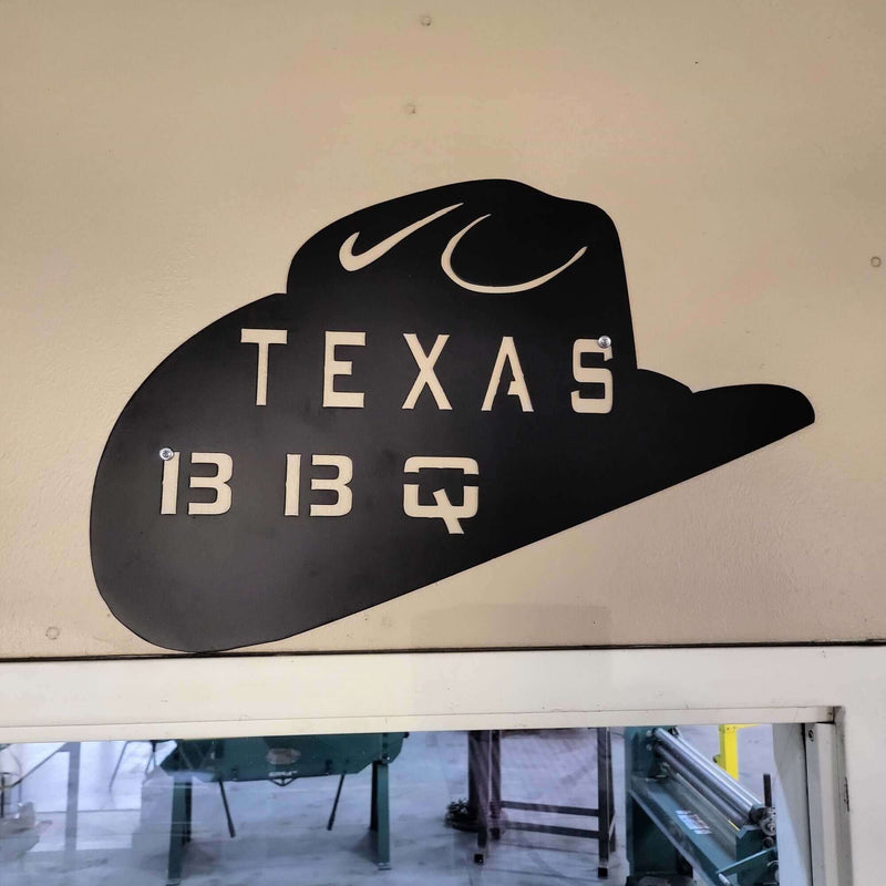 Texas BBQ Hat Metal BBQ Sign DDR Fab