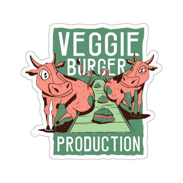 Veggie Burger Production BBQ sticker mocking plant-based burgers – shop DDR BBQ Supply