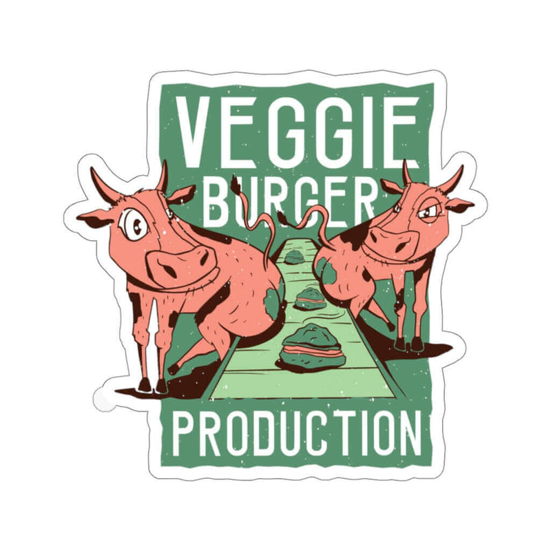 Veggie Burger Production BBQ sticker mocking plant-based burgers – shop DDR BBQ Supply