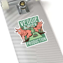 Veggie Burger Production BBQ sticker mocking plant-based burgers – shop DDR BBQ Supply