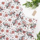 White Grillin’ Chillin’ Refillin’ BBQ Wrapping Paper with smokers and steaks – available in 24x36 or 24x60